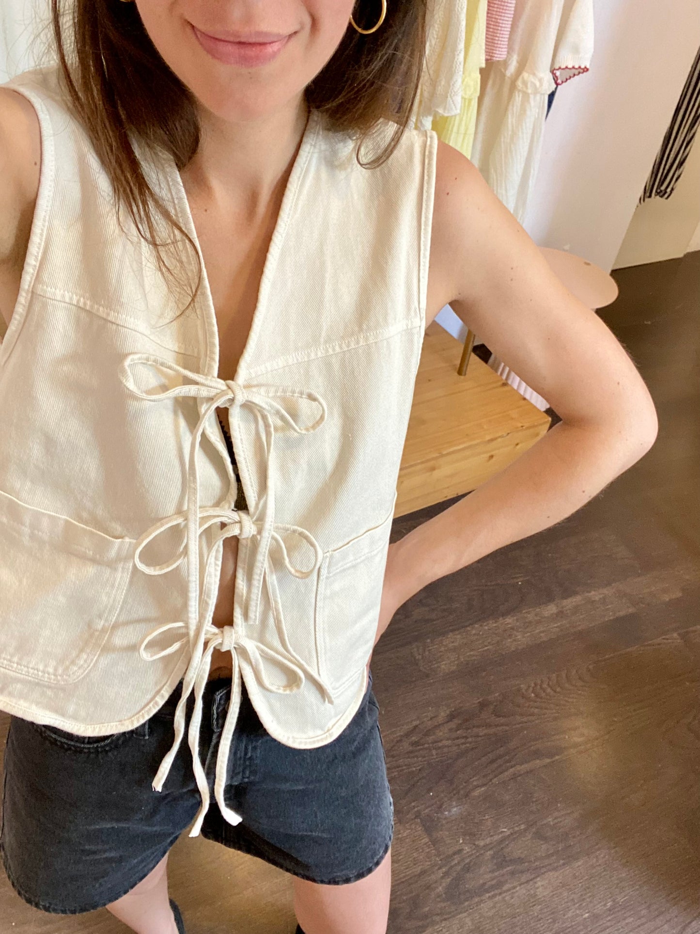 Denim Weste mit Schleifen