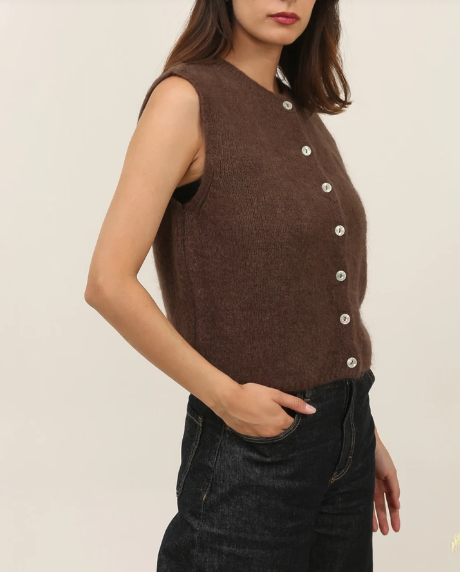 Kurze Strickweste Schoko