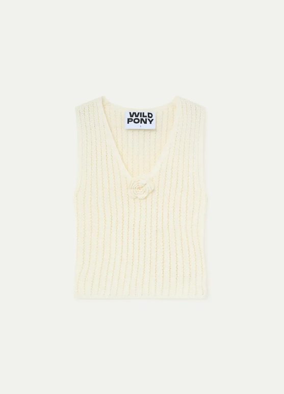Häkeltop Flower offwhite