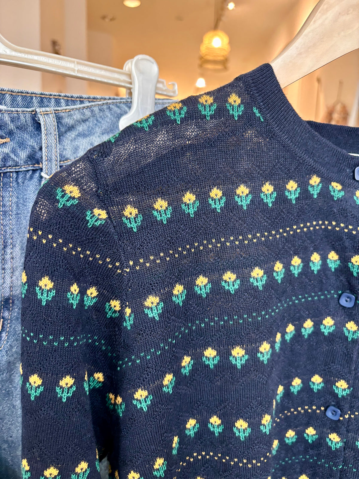Cardigan in Black Flower