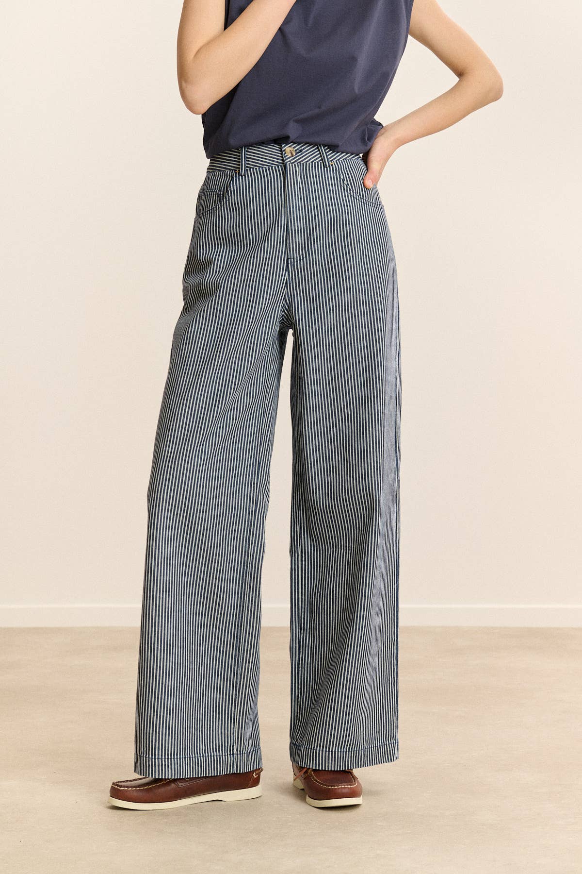Gestreifte High-Waist Hose Cole