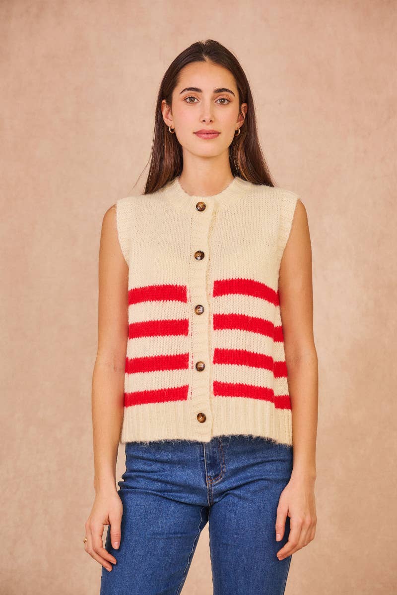 MARTINE - Ärmellose Strickweste in red stripe