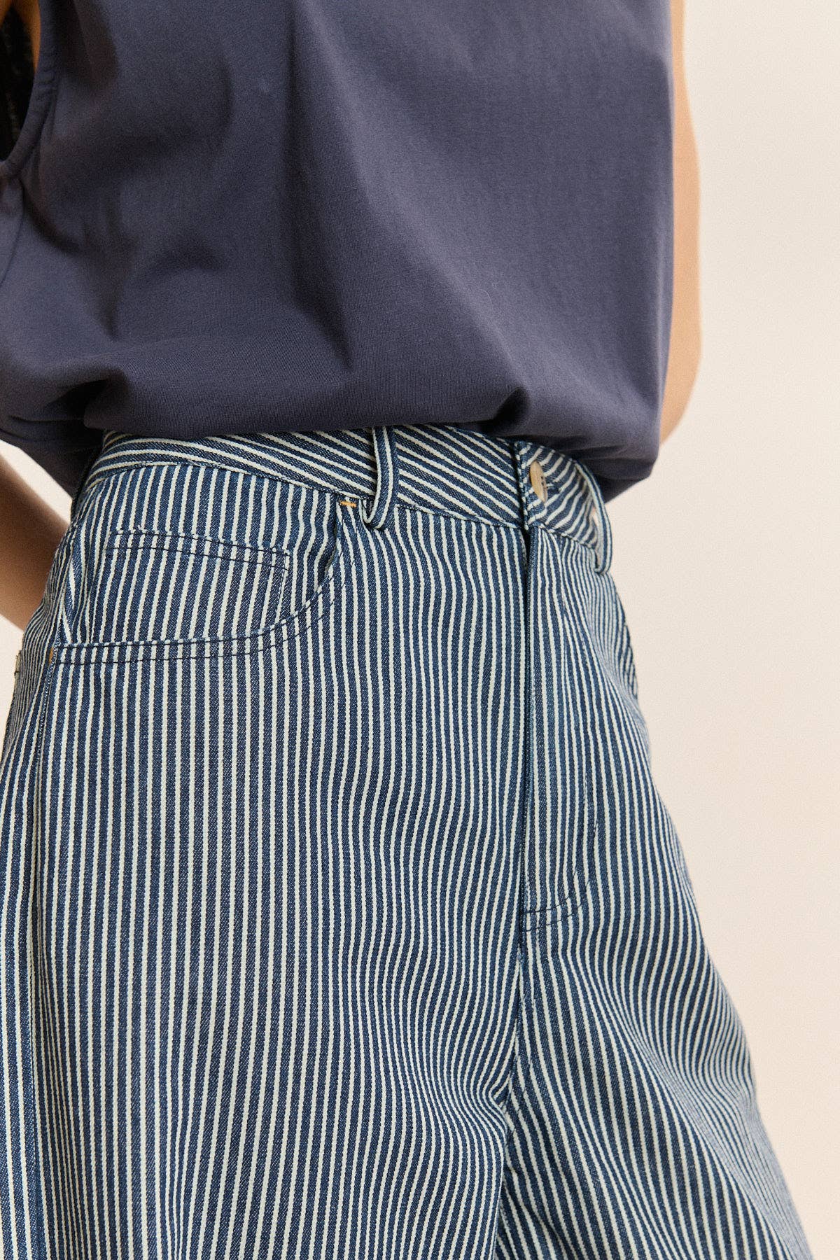 Gestreifte High-Waist Hose Cole