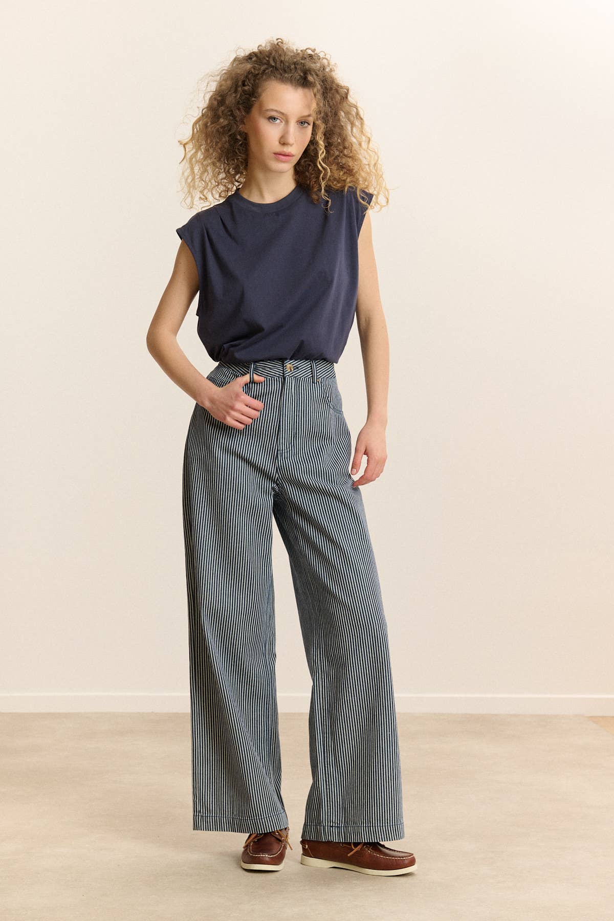 Gestreifte High-Waist Hose Cole