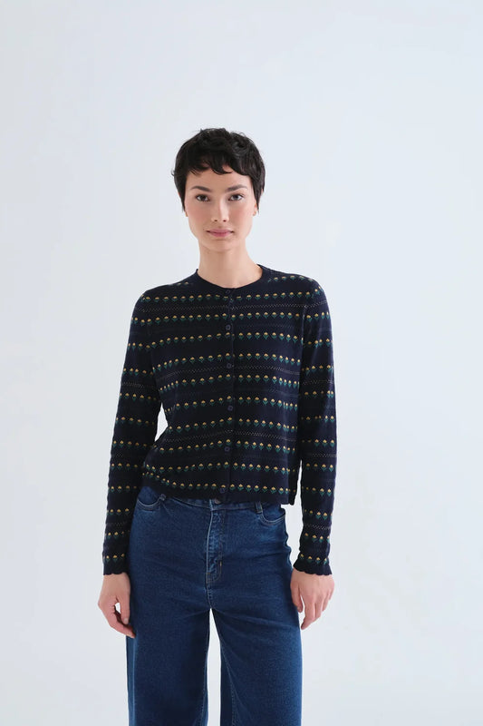 Cardigan in Black Flower