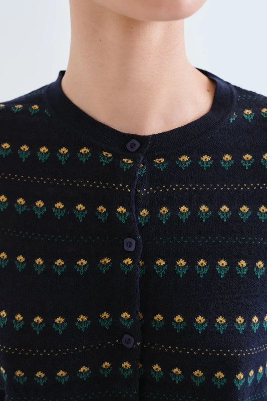 Cardigan in Black Flower