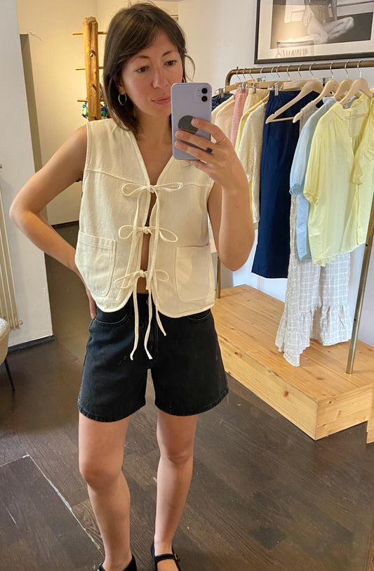 Denim Weste mit Schleifen