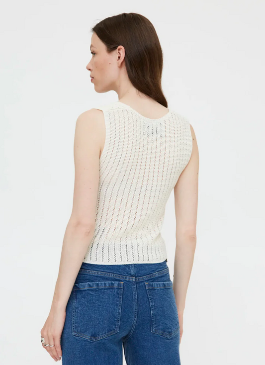 Häkeltop Flower offwhite